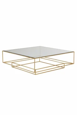 Bord|Jotex LAKELAND Soffbord 102x102 Cm Glas/mässing