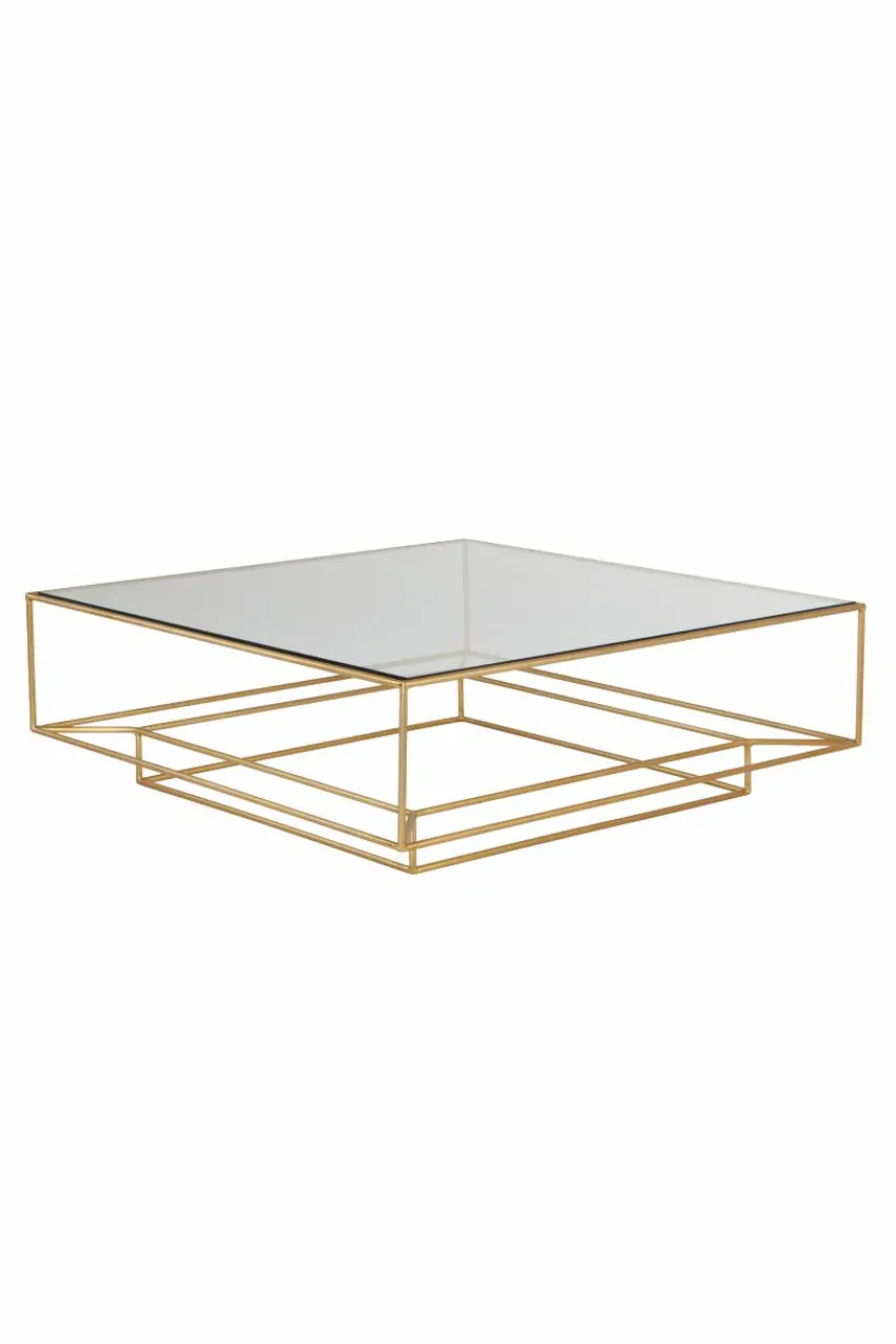Bord|Jotex LAKELAND Soffbord 102x102 Cm Glas/mässing