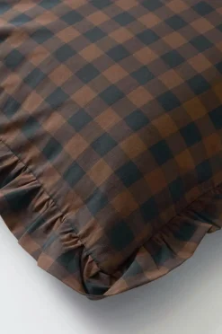 Örngott|Jotex LAUREN FRILL örngott Med Volang Ekologisk 90x50 Cm Brun/svart