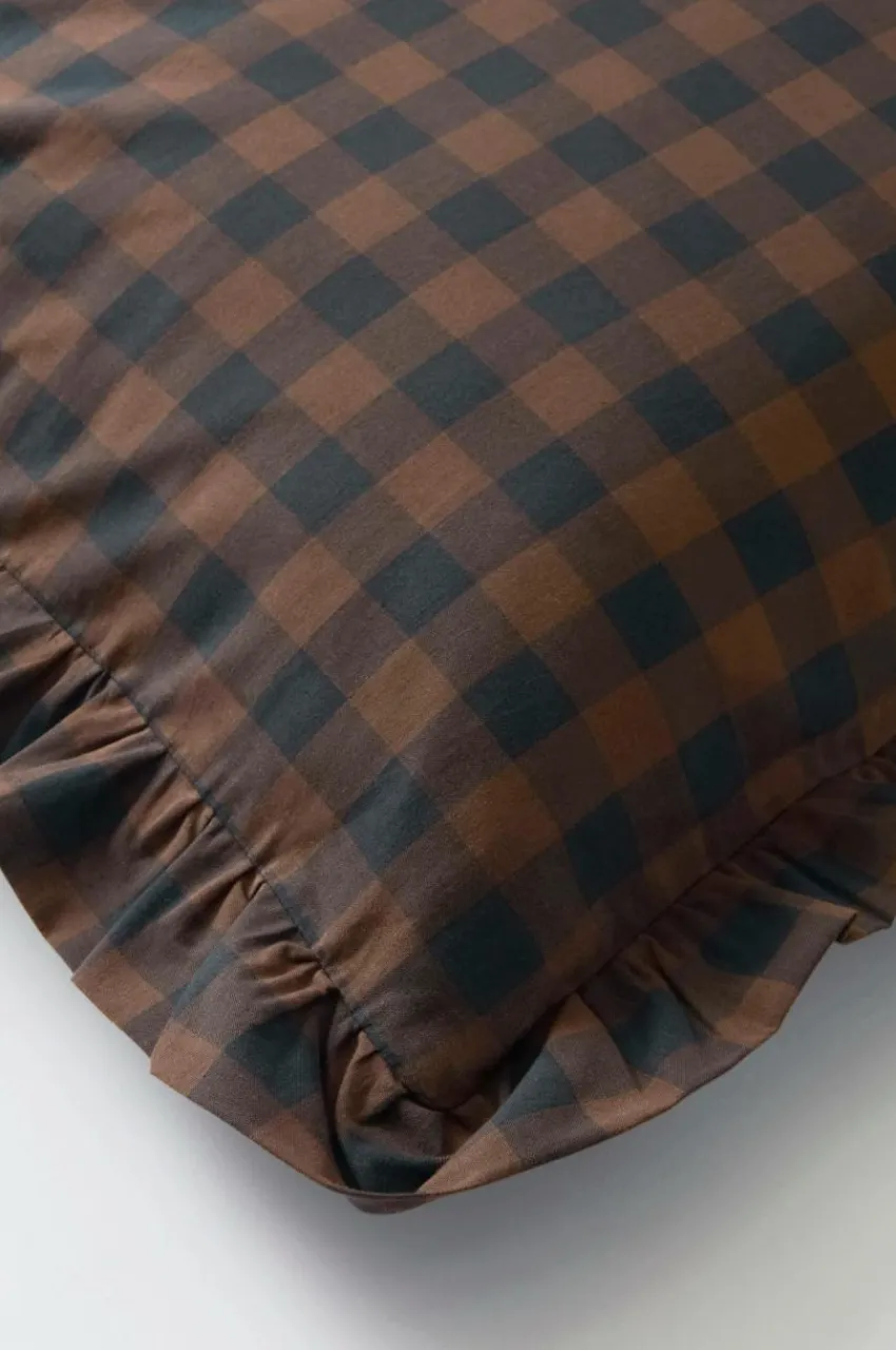 Örngott|Jotex LAUREN FRILL örngott Med Volang Ekologisk 90x50 Cm Brun/svart