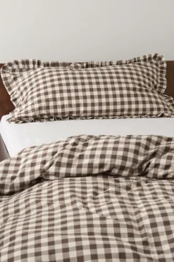 Örngott|Jotex LAUREN FRILL örngott Med Volang Ekologisk 90x50 Cm Brun/beige