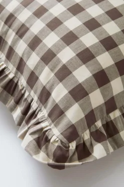 Örngott|Jotex LAUREN FRILL örngott Med Volang Ekologisk 90x50 Cm Brun/beige