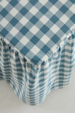 Sängkappor|Jotex LAUREN Sängkappa Ekologisk Höjd 45 Cm Blå/vit