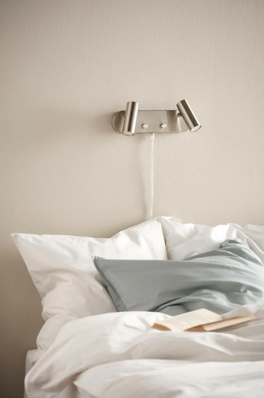 Vägglampor|Jotex LEE Vägglampa - Dubbel Nickelsatin