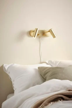 Vägglampor|Jotex LEE Vägglampa - Dubbel Borstad mässing