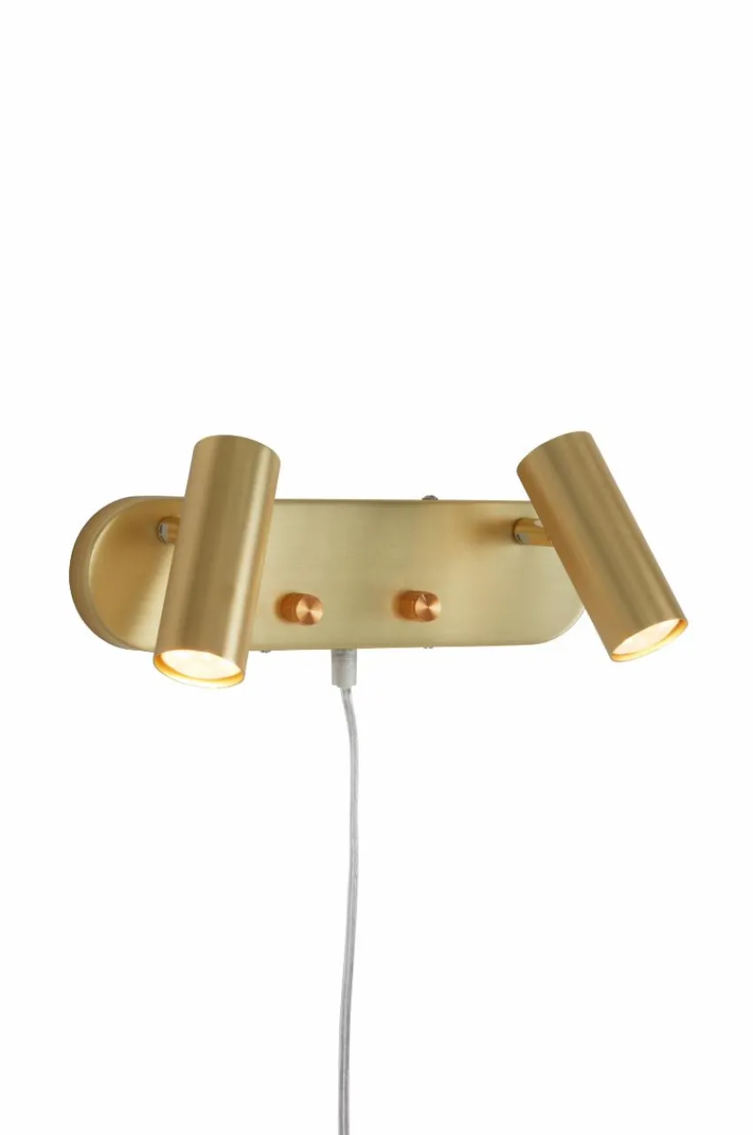 Vägglampor|Jotex LEE Vägglampa - Dubbel Borstad mässing