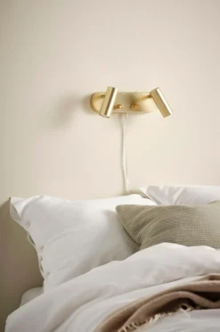 Vägglampor|Jotex LEE Vägglampa - Dubbel Borstad mässing