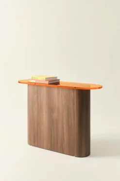 Bord|Jotex LIVI Sideboard 35x120 Cm Orange/valnöt