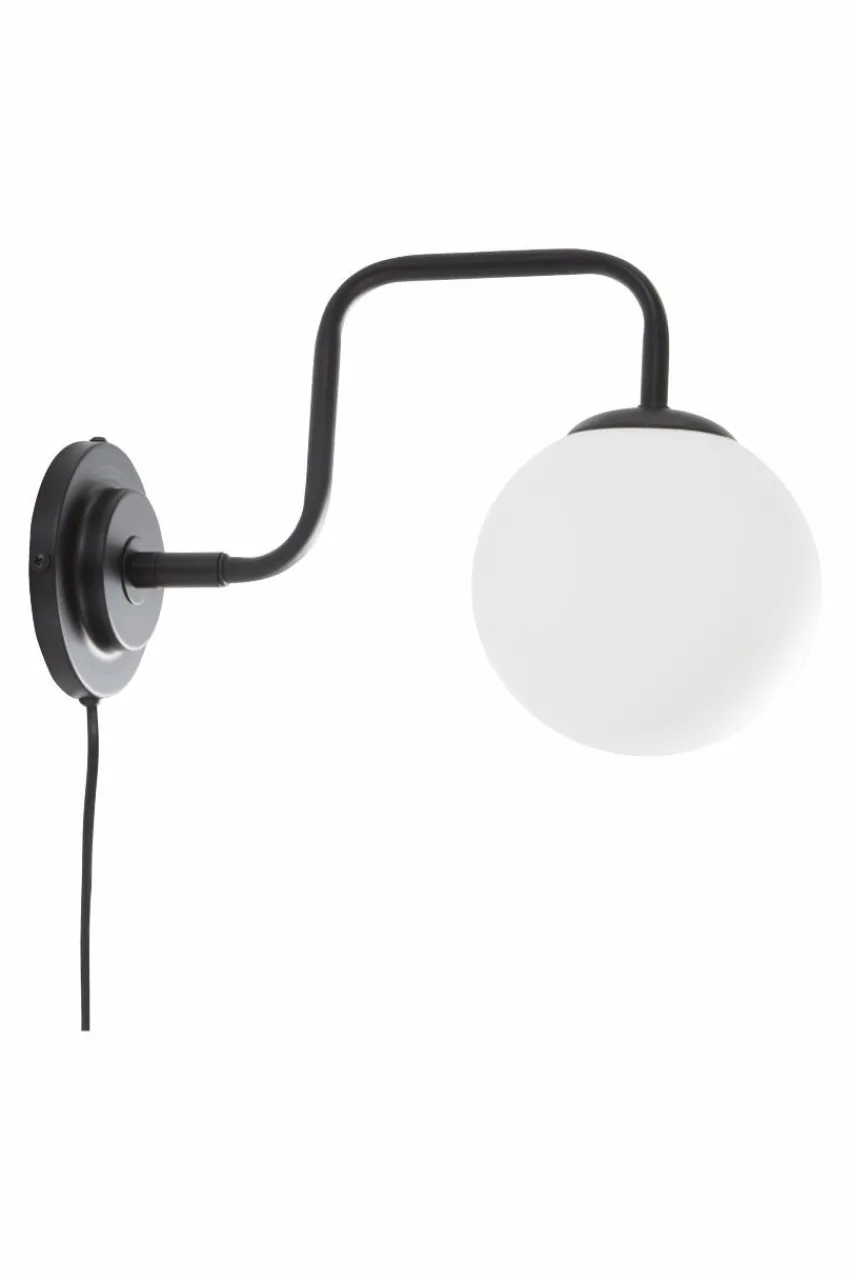 Vägglampor|Jotex LONDRES Vägglampa Svart/opalglas