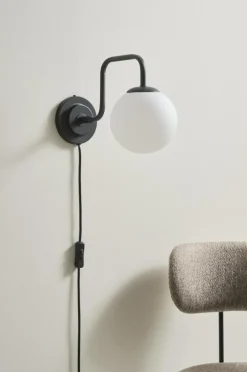 Vägglampor|Jotex LONDRES Vägglampa Svart/opalglas