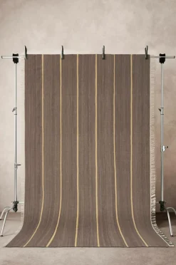 Ullmattor|Jotex LORI STRIPE 02 Ullmatta 200x300 Cm Mörkgrå/gul