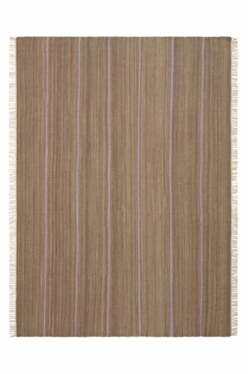 Ullmattor|Jotex LORI STRIPE 02 Ullmatta 200x300 Cm Grå/ljuslila