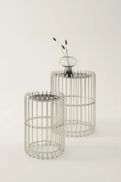 Bord|Jotex MANNHEIM Sidobord 2 Delar Silver/svart glas