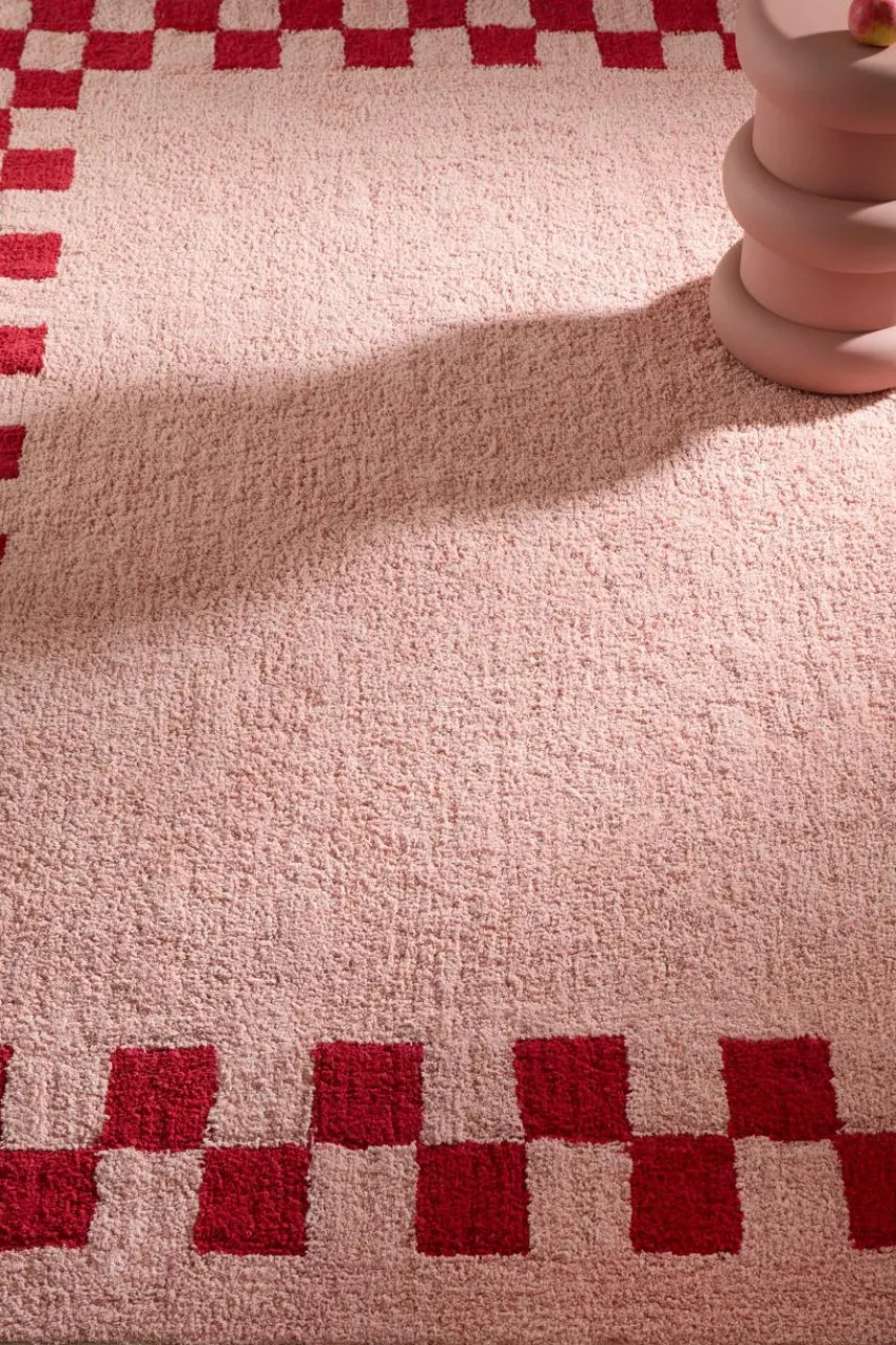 Bomulls- & Trasmattor|Jotex MAPLE Kvadratisk Luggmatta 250x250 Cm Rosa/röd