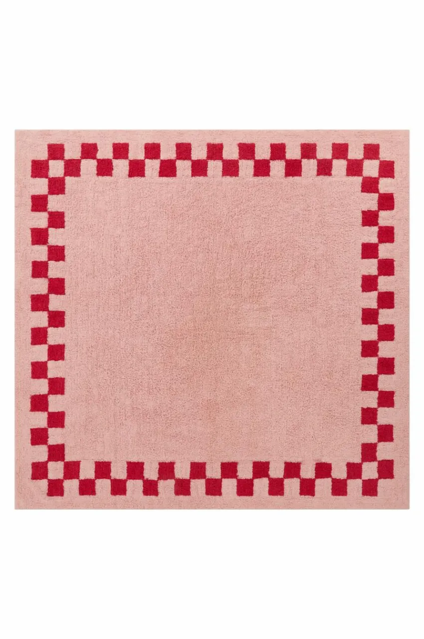 Bomulls- & Trasmattor|Jotex MAPLE Kvadratisk Luggmatta 250x250 Cm Rosa/röd