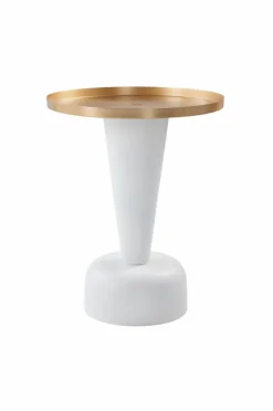 Bord|Jotex MARCELLO Sidobord ø 51 Cm Vit/mässing