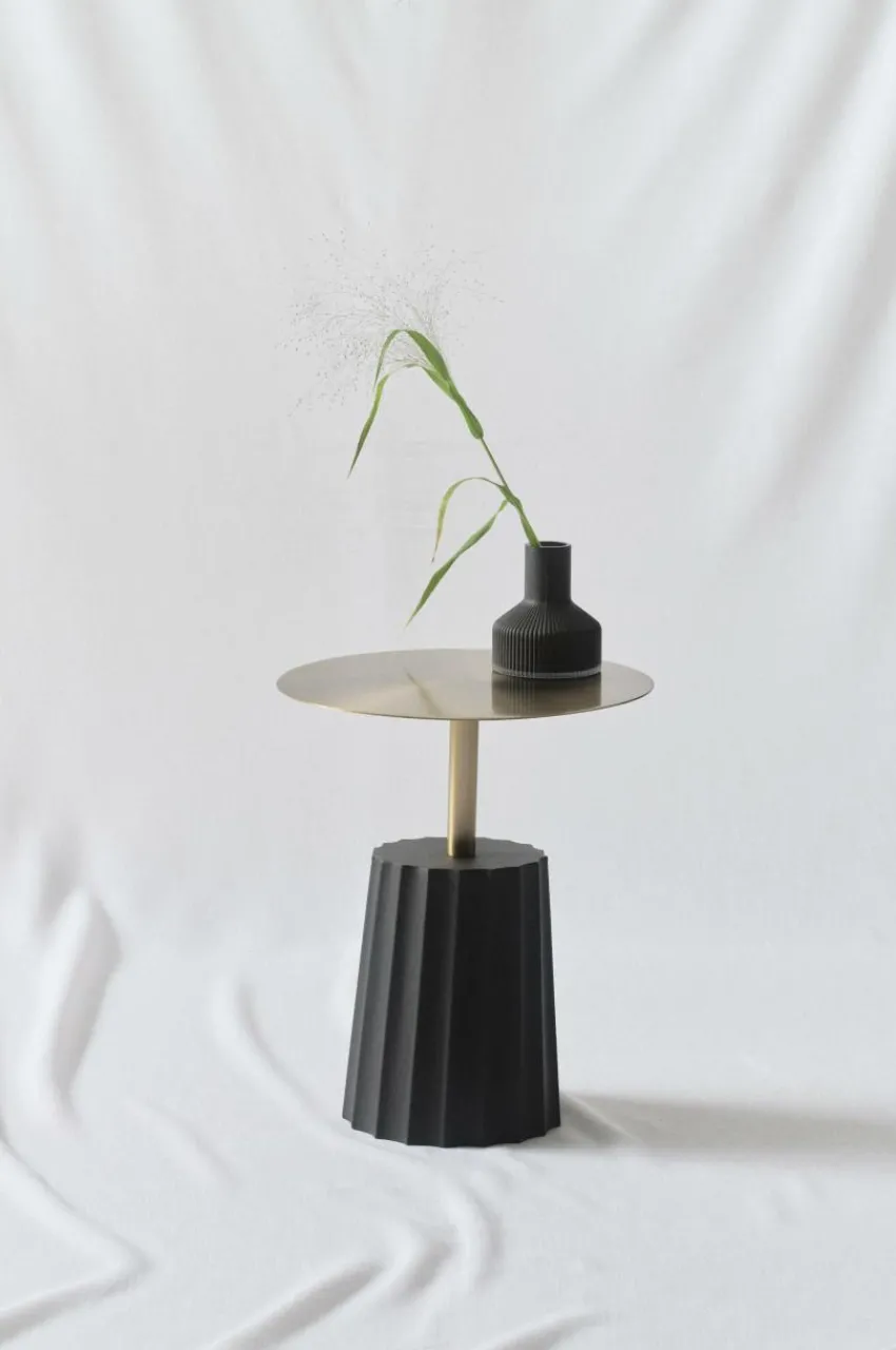 Bord|Jotex MARCHA Sidobord ø 40 Cm Svart/guld