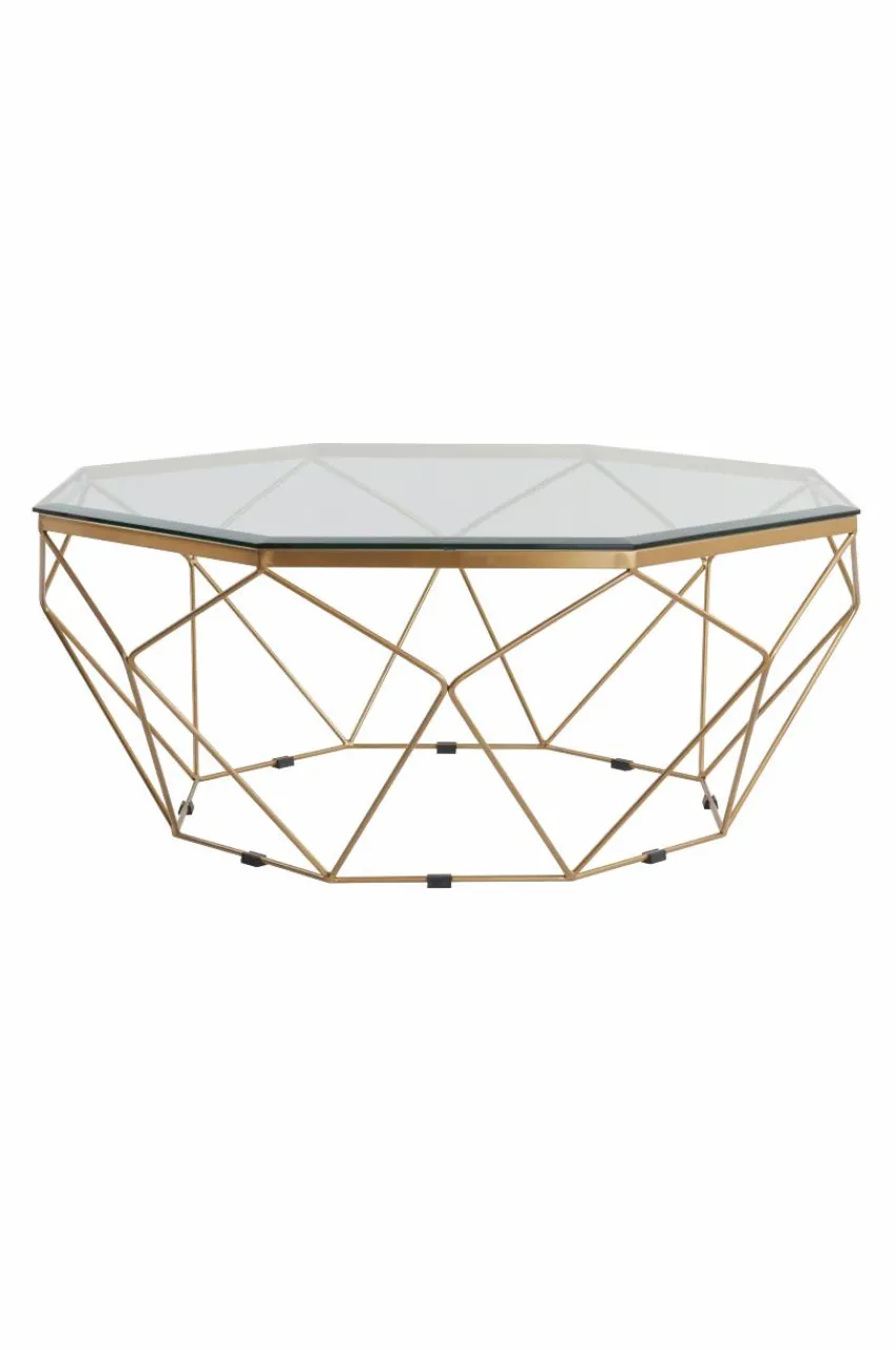 Bord|Jotex MERANO Soffbord ø 98 Cm Mässing/glas