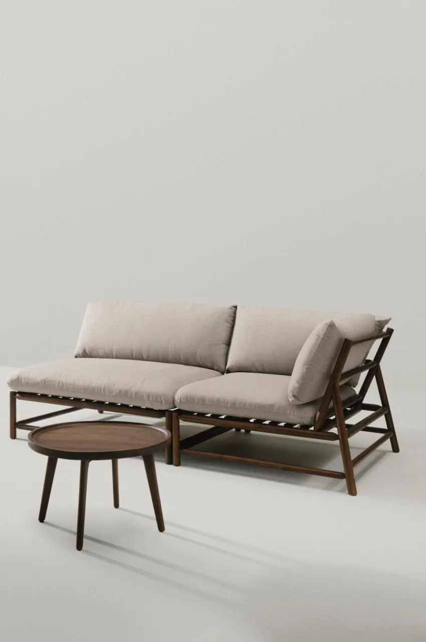 Utesoffor & Utebänkar|Utemöbler|Jotex MONTEGO Soffmodul Teak/gråbeige