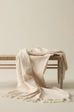 Plädar & Filtar|Jotex MYRA Pläd Naturvit/gul