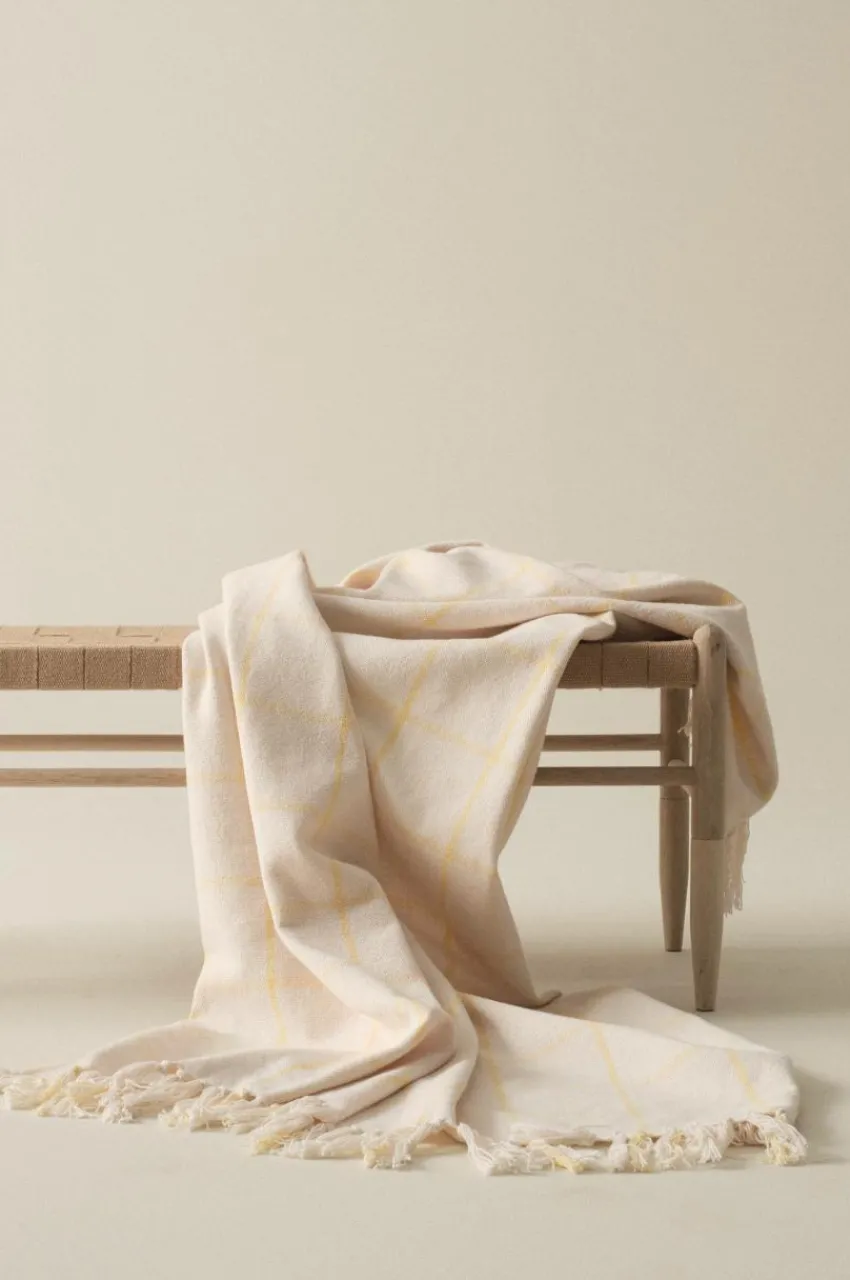 Plädar & Filtar|Jotex MYRA Pläd Naturvit/gul