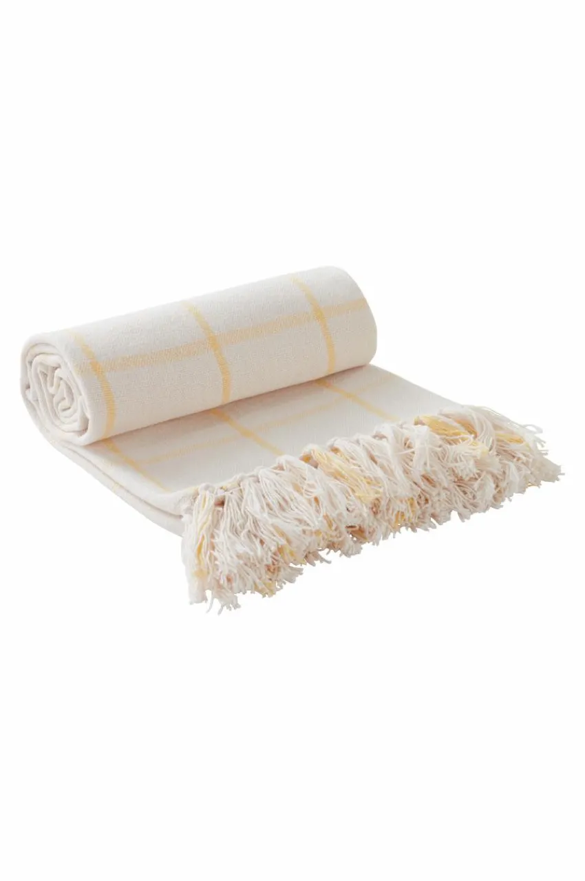Plädar & Filtar|Jotex MYRA Pläd Naturvit/gul