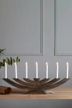 Julbelysning|Jotex NAVIDA Elljusstake Brunbetsad