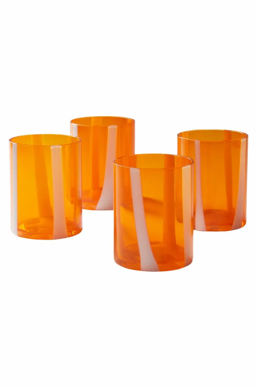 Glas|Jotex NELIA Glas 4-pack Orange/vit