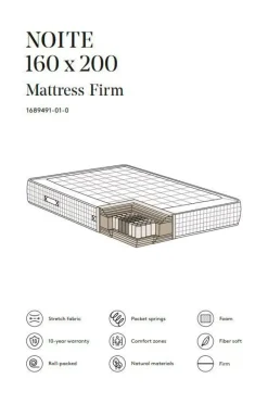 Resårmadrass|Jotex NOITE Pocketresårmadrass Fast 160x200 Cm Vit