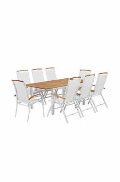 Utebord|Utemöbler|Jotex NYDALA Bord 96X150/200 Cm Vit/Teak