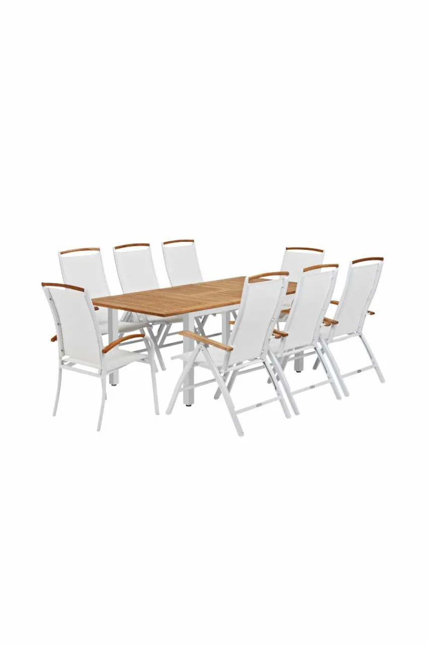 Utebord|Utemöbler|Jotex NYDALA Bord 96X150/200 Cm Vit/Teak