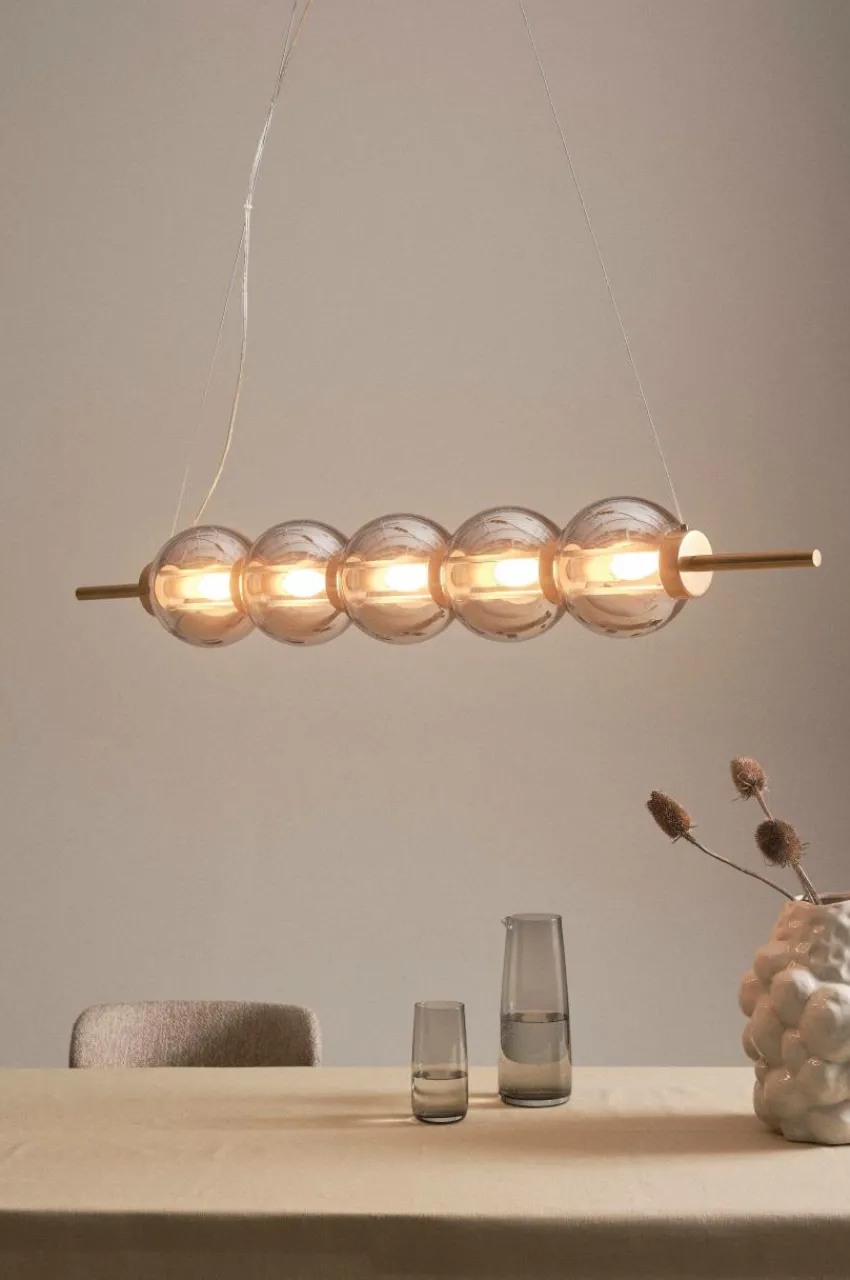 Taklampor|Jotex ON A ROLL Taklampa Mässingsfärgad/Rökfärgat glas