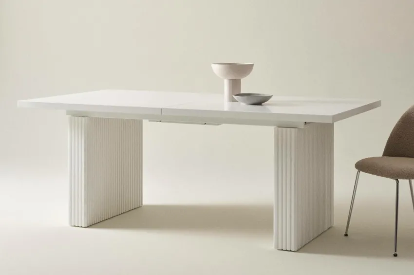 Bord|Jotex PALANZO Matbord Med Iläggsskiva 105x196+45 Cm Matt vit