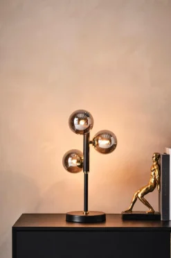 Bordslampor|Jotex PALLAS Bordslampa Svart/guld/rökfärgat glas