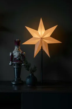 Julbelysning|Jotex Pappersstjärna Metallfot Höjd 65 Cm Beige