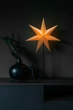 Julbelysning|Jotex Pappersstjärna Metallfot Höjd 80 Cm Beige