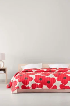 Överkast|Jotex POPPY överkast Ekologisk Röd/vit
