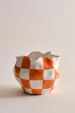 Vaser|Krukor|Jotex RUTAN Kruka Orange/vit