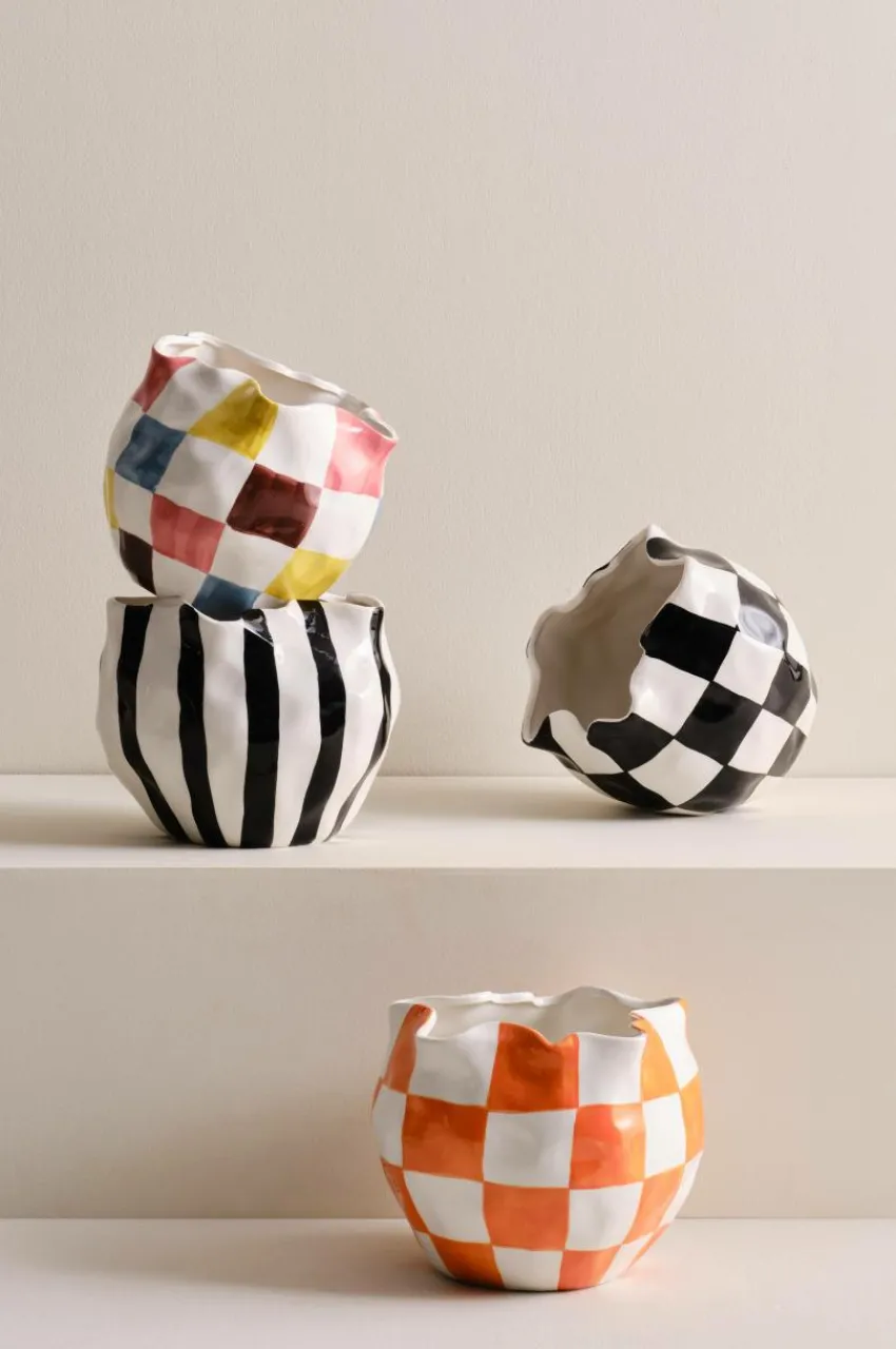 Vaser|Krukor|Jotex RUTAN Kruka Orange/vit