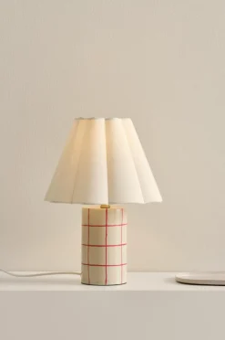 Bordslampor|Jotex RUTHIE Bordslampa Naturvit/röd