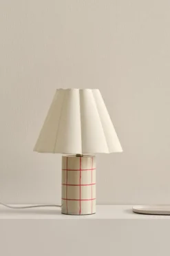 Bordslampor|Jotex RUTHIE Bordslampa Naturvit/röd