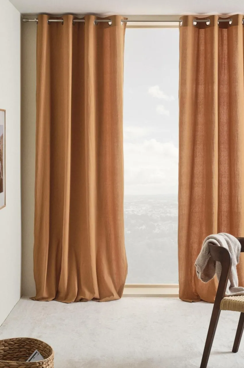 Öljettgardiner|Jotex SADIE öljettlängd 2-pack Bränd orange