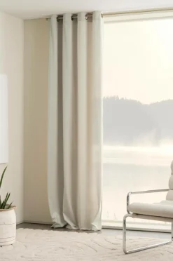 Julgardiner|Öljettgardiner|Jotex SAVANNAH öljettgardin - 1 Längd Ljus linnebeige