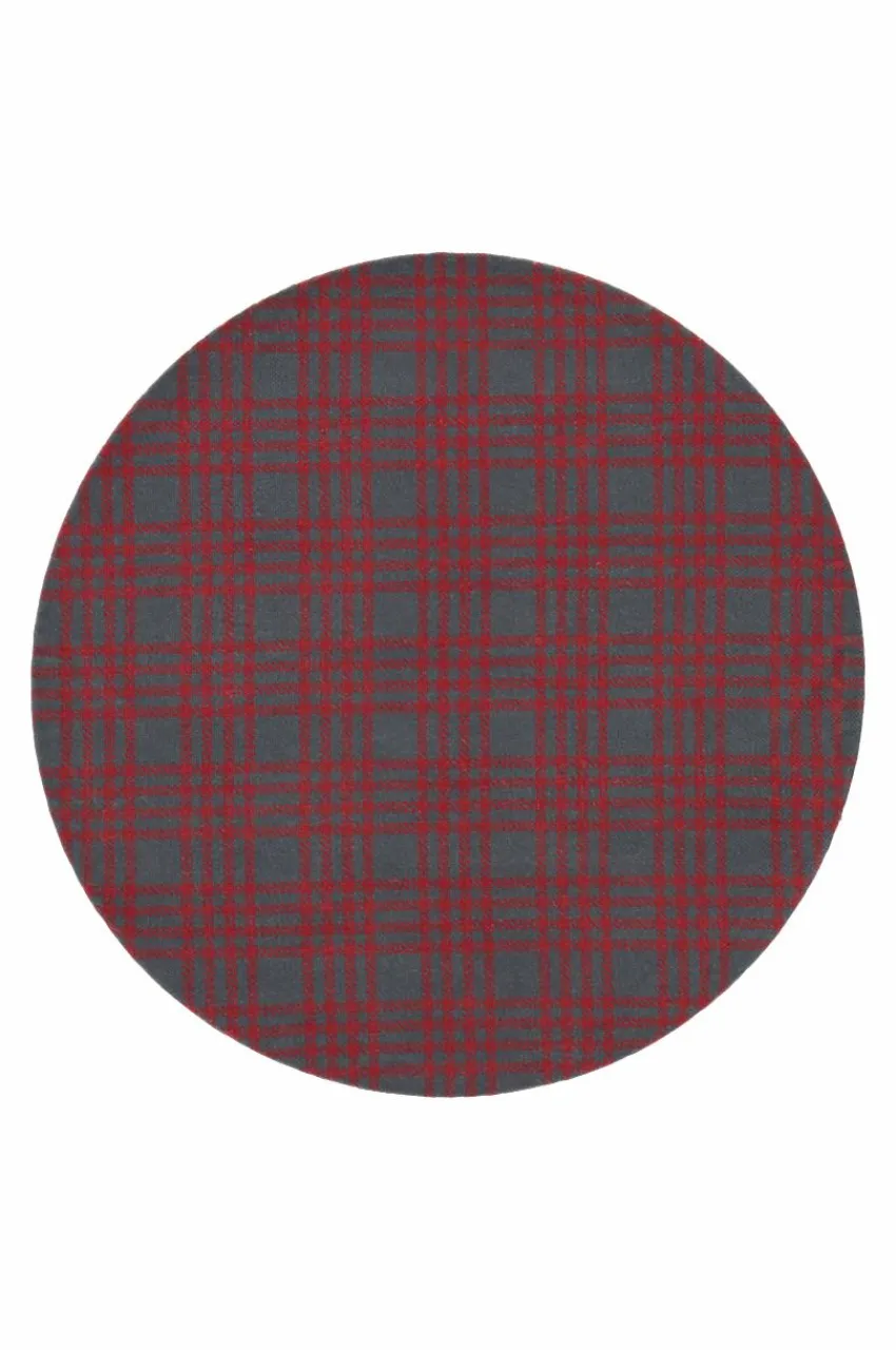 Återvunna Mattor|Slätvävda Mattor|Jotex SCOTT Slätvävd Matta ø 110 Cm Grön/röd