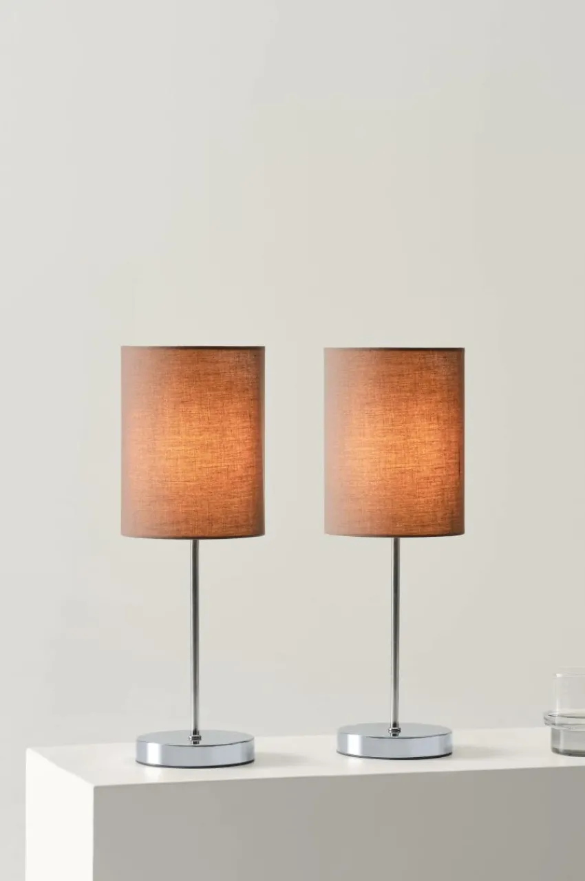 Bordslampor|Jotex SETH Bordslampa 2-pack Krom/brun