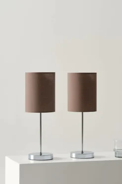 Bordslampor|Jotex SETH Bordslampa 2-pack Krom/brun