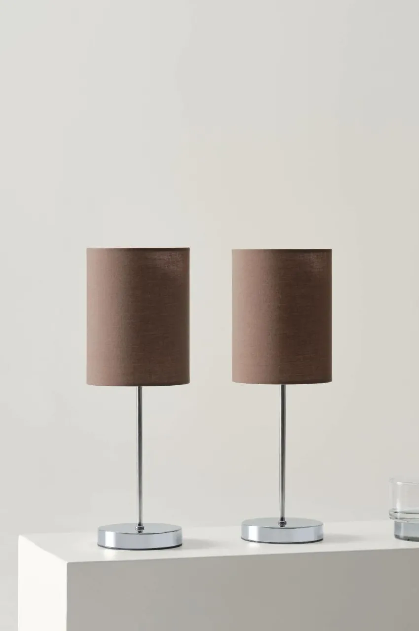 Bordslampor|Jotex SETH Bordslampa 2-pack Krom/brun