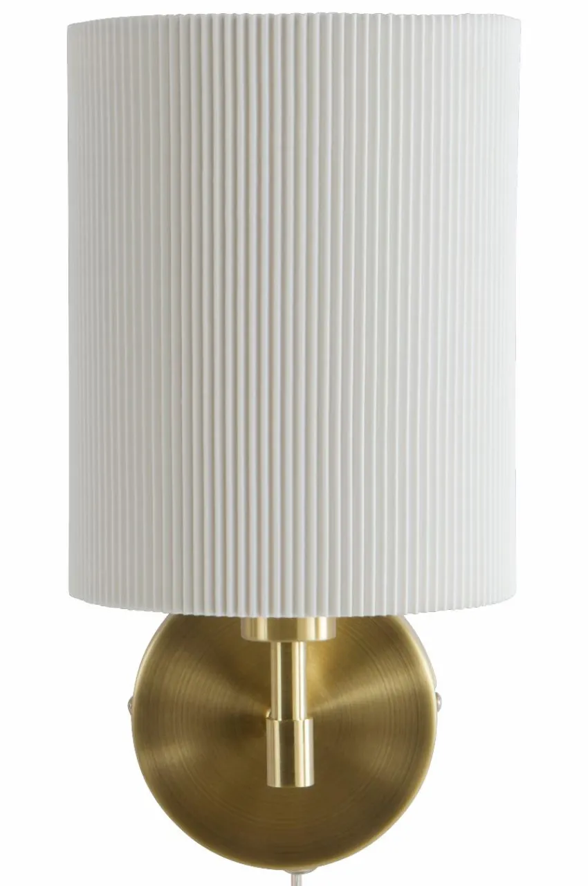 Vägglampor|Jotex SETH PLISSÉ Vägglampa 2-pack Mässing/vit