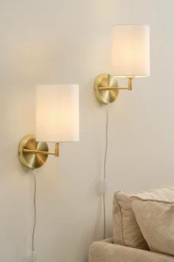 Vägglampor|Jotex SETH Vägglampa 2-pack Vit/mässing