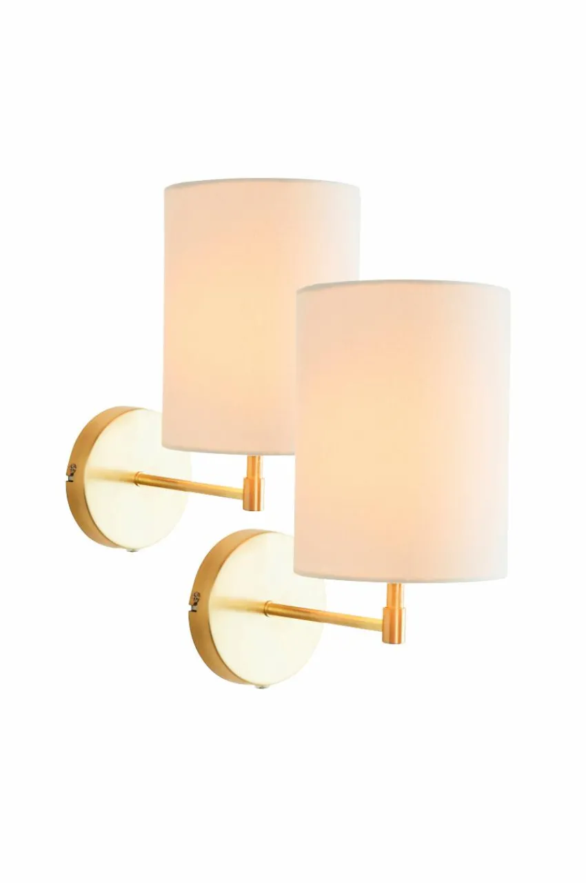 Vägglampor|Jotex SETH Vägglampa 2-pack Vit/mässing